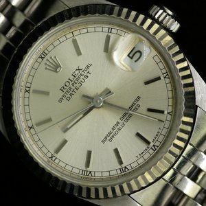Rolex Datejusr 31mm Stainless Steel Quickset 18K White Gold Bezel